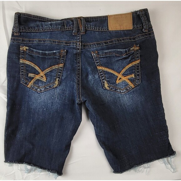Amethyst Shorts Juniors 11 Distressed Cutoff Raw Stitched Denim Jean Stretch - Picture 3 of 7